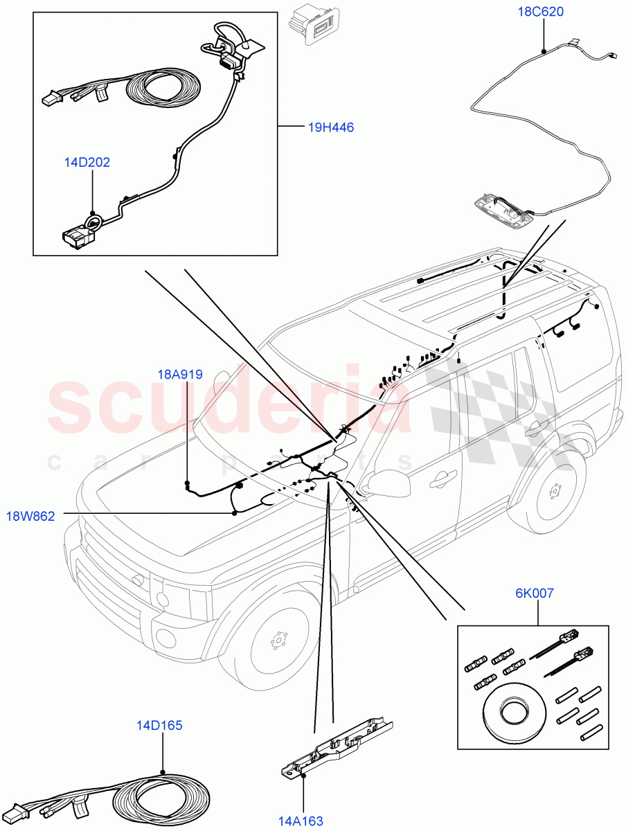 Electrical Wiring - Body And Rear (Audio/Navigation/Entertainment) ((V) FROMCA000001) of Land Rover Land Rover Discovery 4 (2010-2016) [2.7 Diesel V6]
