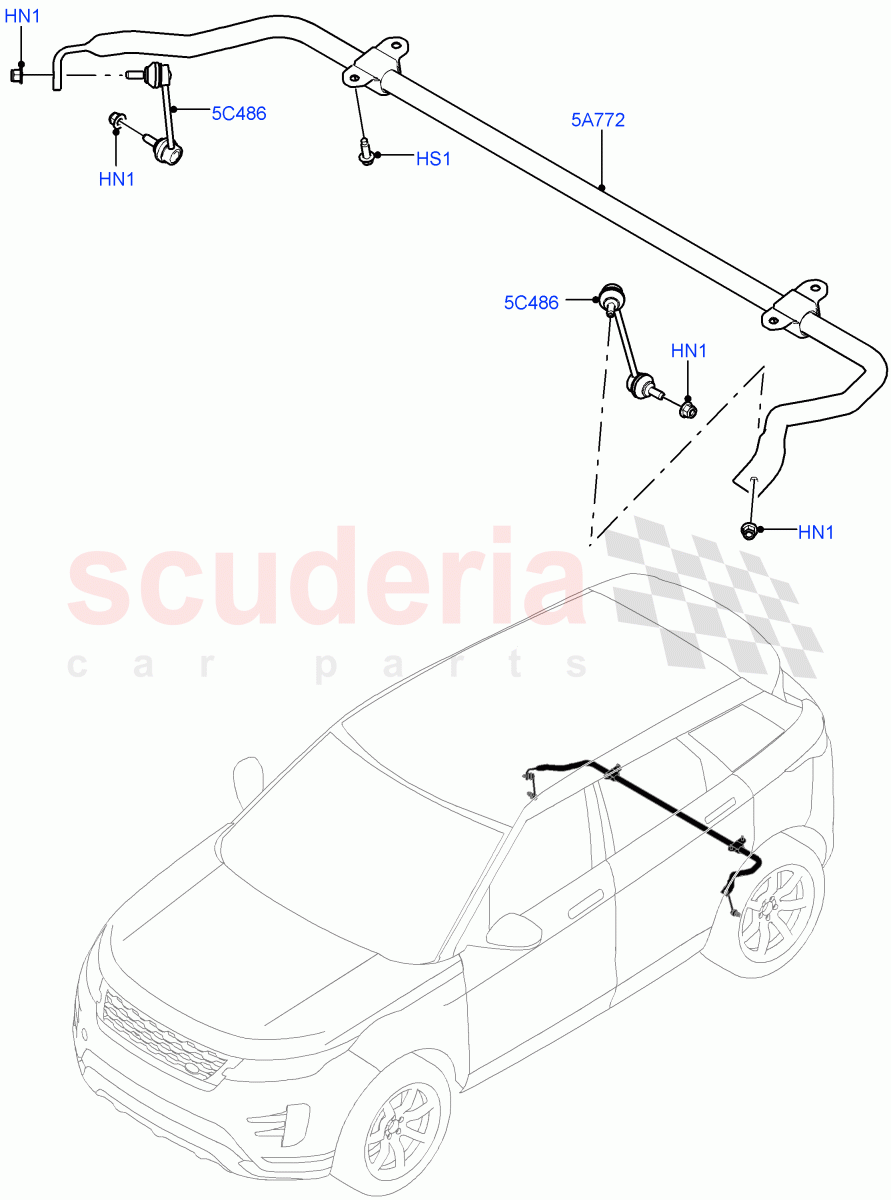Rear Cross Member & Stabilizer Bar (Stabilizer Bar) (Halewood (UK)) of Land Rover Land Rover Range Rover Evoque (2019+) [1.5 I3 Turbo Petrol AJ20P3]