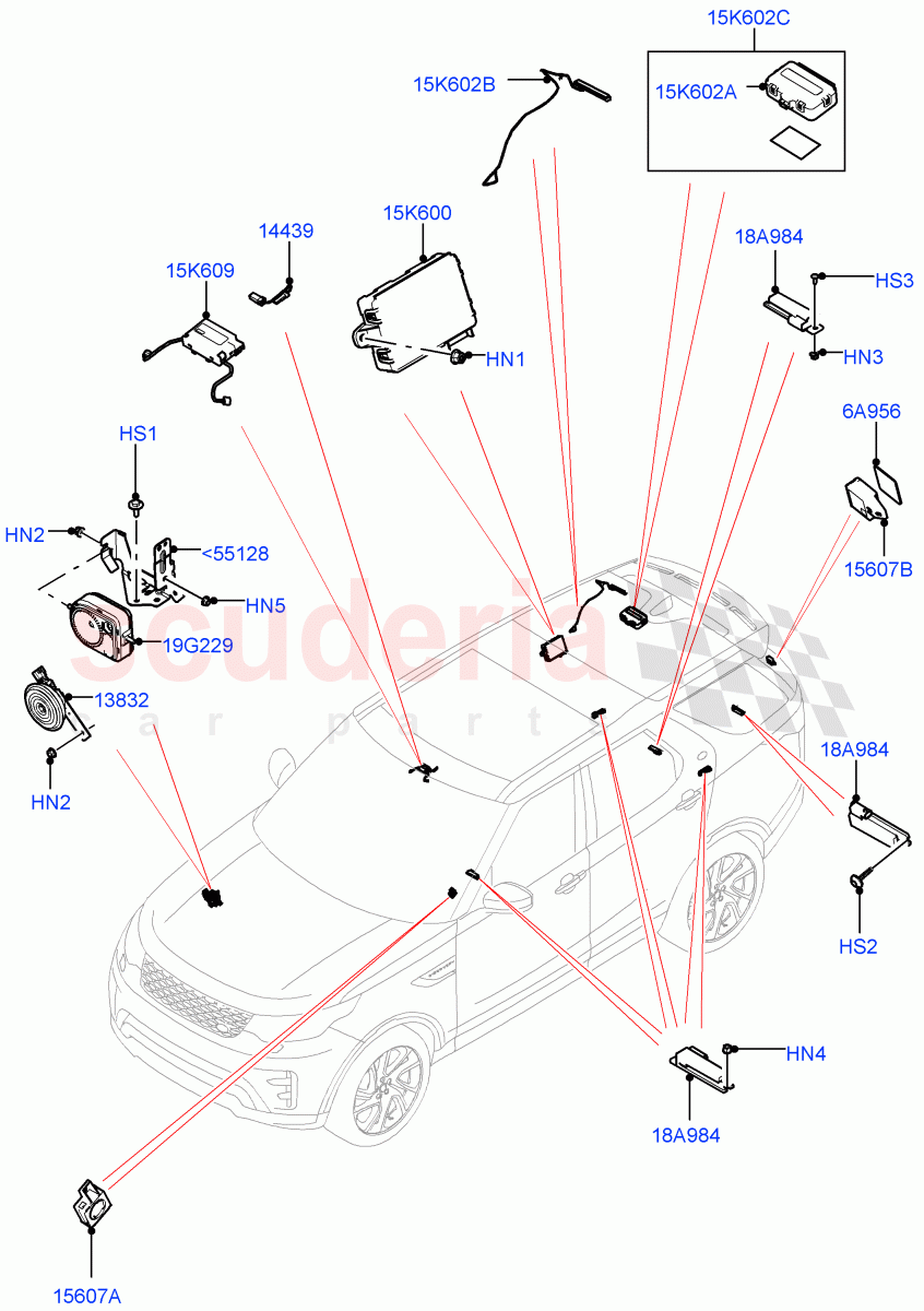 Anti-Theft Alarm Systems (Nitra Plant Build) ((V) FROMK2000001) of Land Rover Land Rover Discovery 5 (2017+) [3.0 I6 Turbo Petrol AJ20P6]