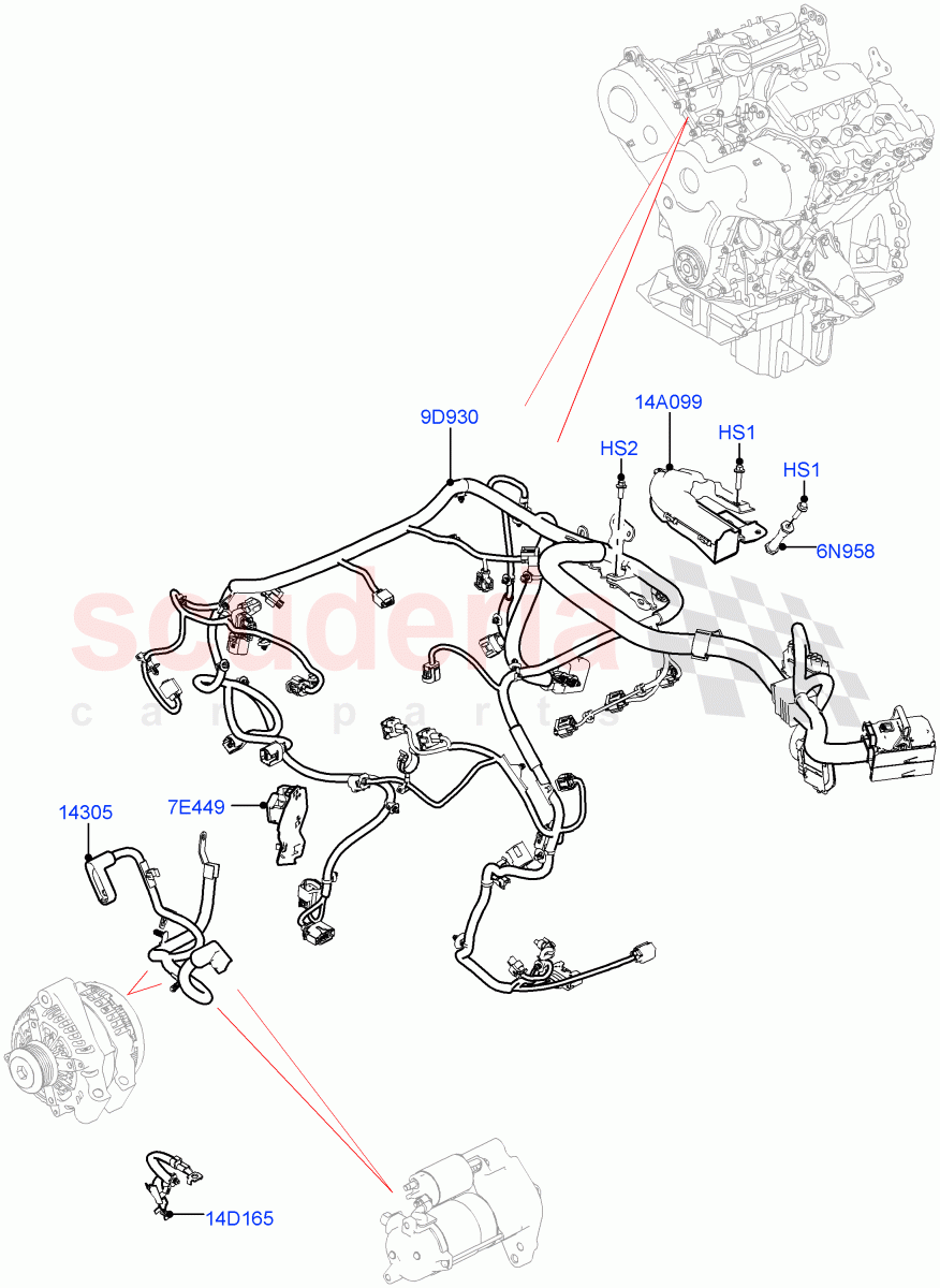 Electrical Wiring - Engine And Dash (3.0 V6 D Gen2 Mono Turbo) ((V) FROMFA000001) of Land Rover Land Rover Range Rover (2012-2021) [5.0 OHC SGDI NA V8 Petrol]