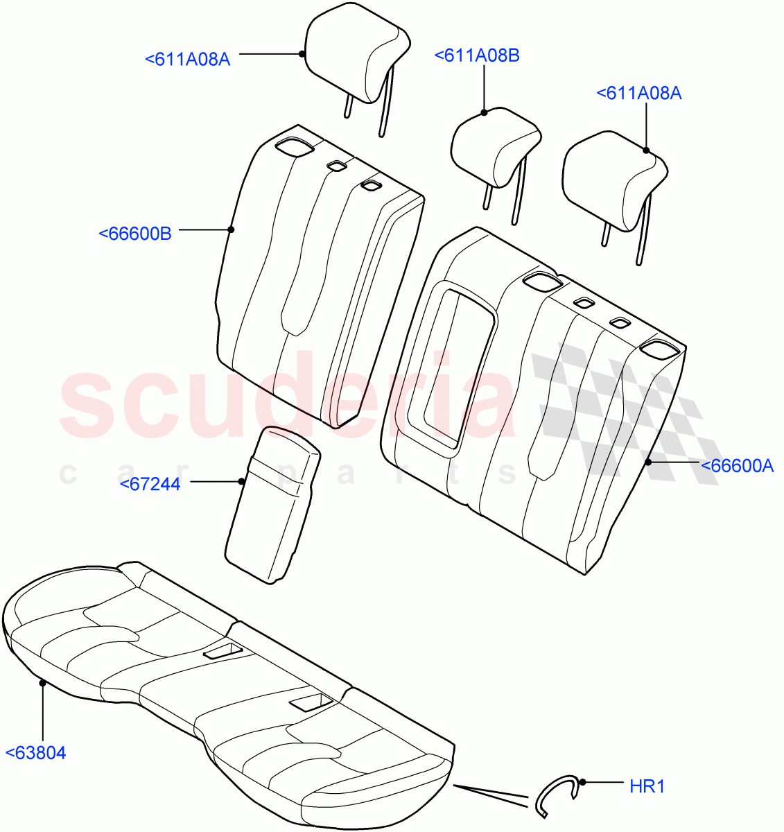 Rear Seat Covers (Taurus Leather, Changsu (China), 2nd Row Seat 60/40 (3 P) - Folding) ((V) FROMEG000001) of Land Rover Land Rover Range Rover Evoque (2012-2018) [2.0 Turbo Petrol AJ200P]