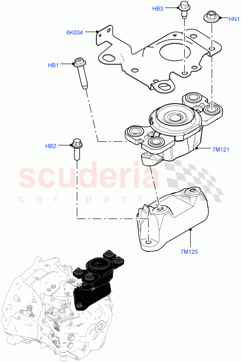 Transmission Mounting (6 Speed Manual Trans BG6, Halewood (UK)) ((V) FROMKH000001, (V) TOKH999999) of Land Rover Land Rover Discovery Sport (2015+) [2.0 Turbo Diesel AJ21D4]