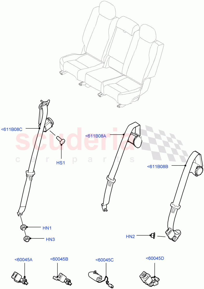 Rear Seat Belts (Itatiaia (Brazil)) ((V) FROMGT000001) of Land Rover Land Rover Discovery Sport (2015+) [2.0 Turbo Diesel AJ21D4]