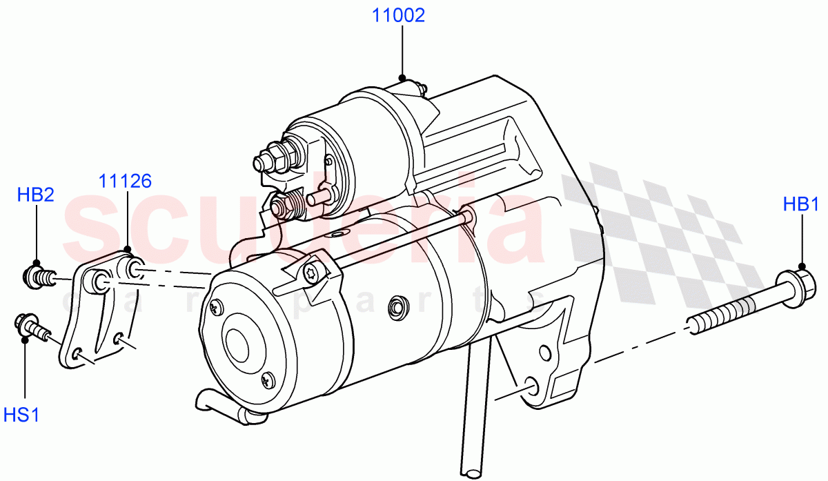 Starter Motor (Lion Diesel 2.7 V6 (140KW)) ((V) FROMAA000001) of Land Rover Land Rover Discovery 4 (2010-2016) [2.7 Diesel V6]