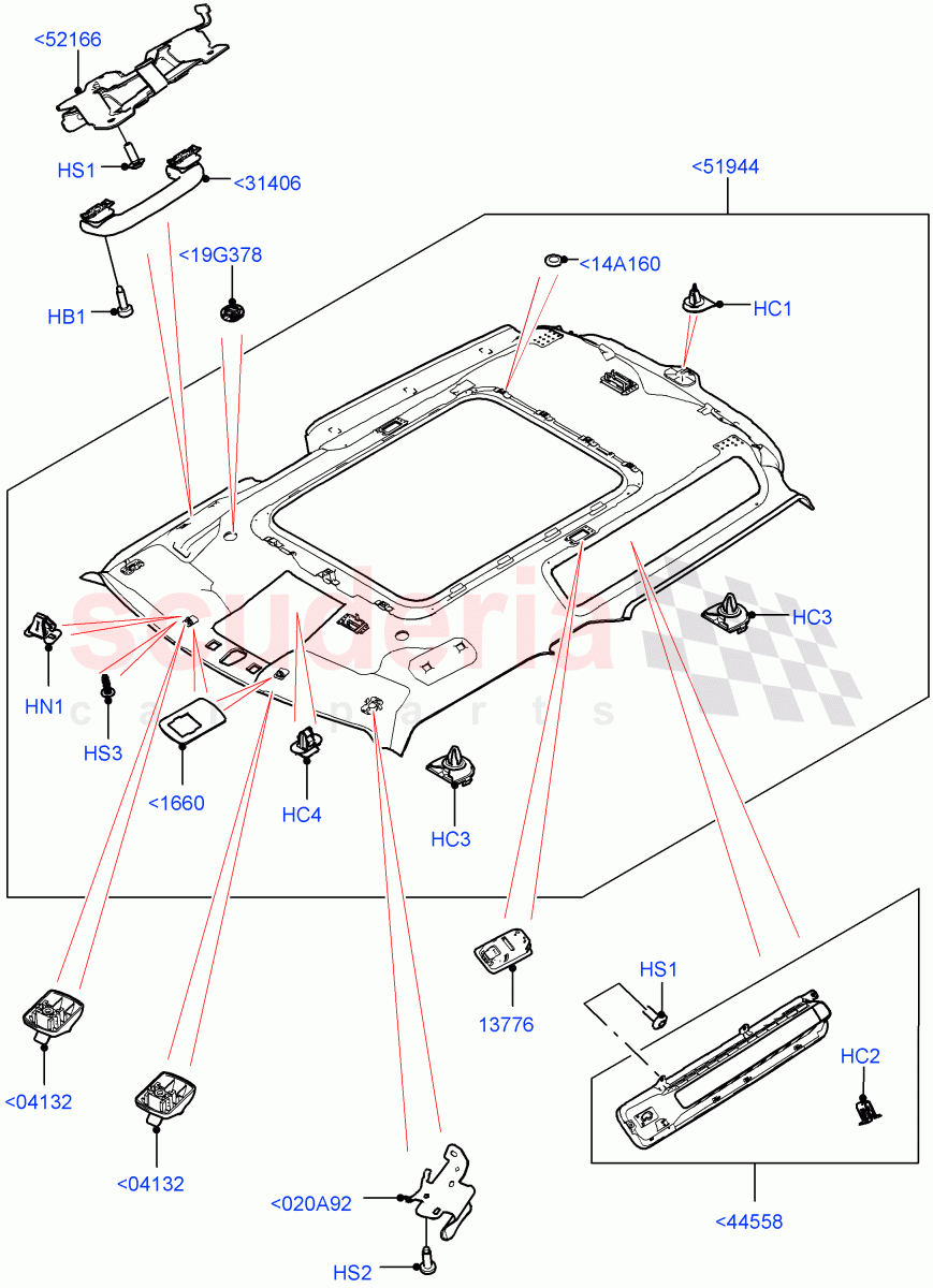 Headlining And Sun Visors (Headlining) (Short Wheelbase, With Roof Conversion-Panorama Power, Roof - Canvas Folding) of Land Rover Land Rover Defender (2020+) [2.0 Turbo Diesel]