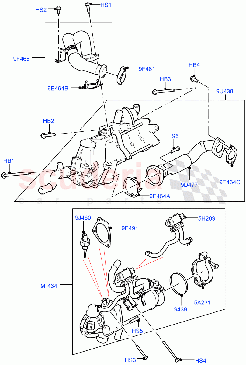 Exhaust Gas Recirculation (Solihull Plant Build) (3.0 V6 D Gen2 Twin Turbo) ((V) FROMFA000001) of Land Rover Land Rover Range Rover Sport (2014+) [3.0 Diesel 24V DOHC TC]