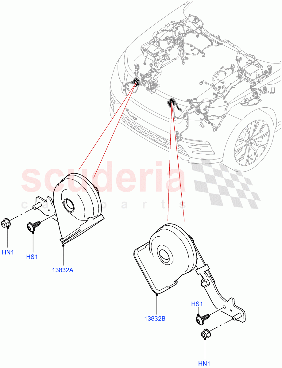 Battery Cables And Horn (Horn) of Land Rover Land Rover Range Rover Velar (2017+) [5.0 OHC SGDI SC V8 Petrol]