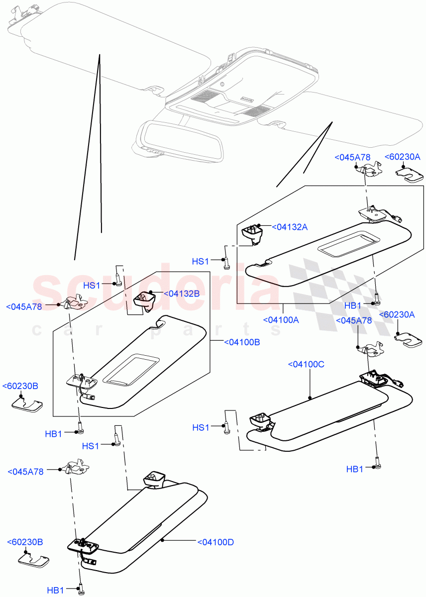 Headlining And Sun Visors (Interior Trim - Alston) of Land Rover Land Rover Range Rover Sport (2014+) [3.0 I6 Turbo Diesel AJ20D6]