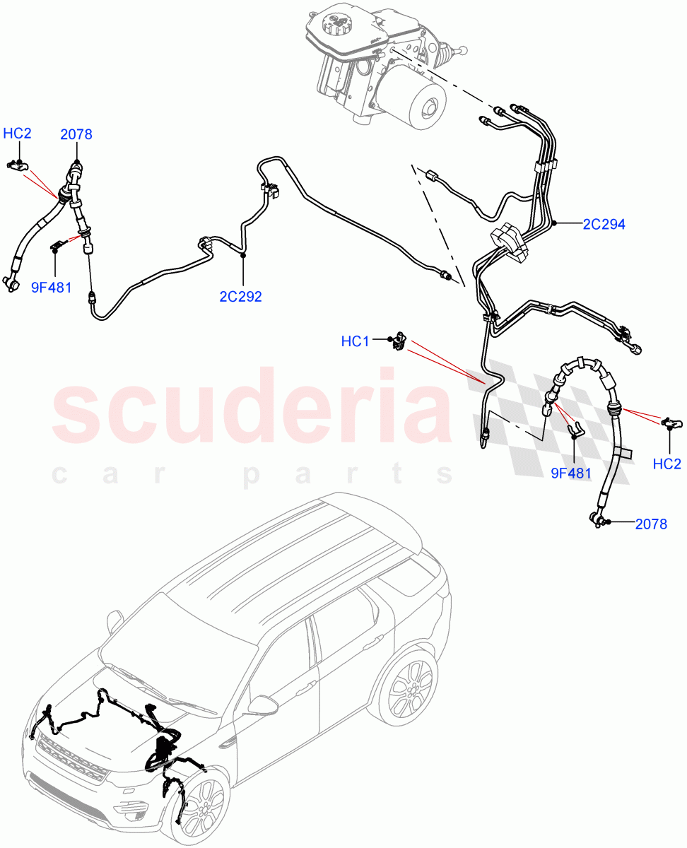 Front Brake Pipes (Changsu (China), Electric Engine Battery-PHEV) ((V) FROMLG000001) of Land Rover Land Rover Discovery Sport (2015+) [1.5 I3 Turbo Petrol AJ20P3]