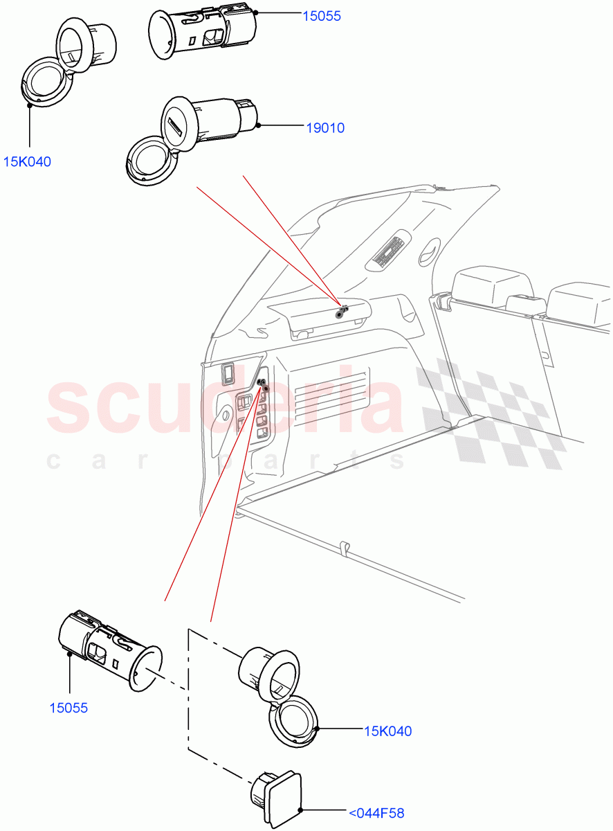 Auxiliary Electrical Power Points (Nitra Plant Build) ((V) FROMK2000001) of Land Rover Land Rover Discovery 5 (2017+) [3.0 DOHC GDI SC V6 Petrol]