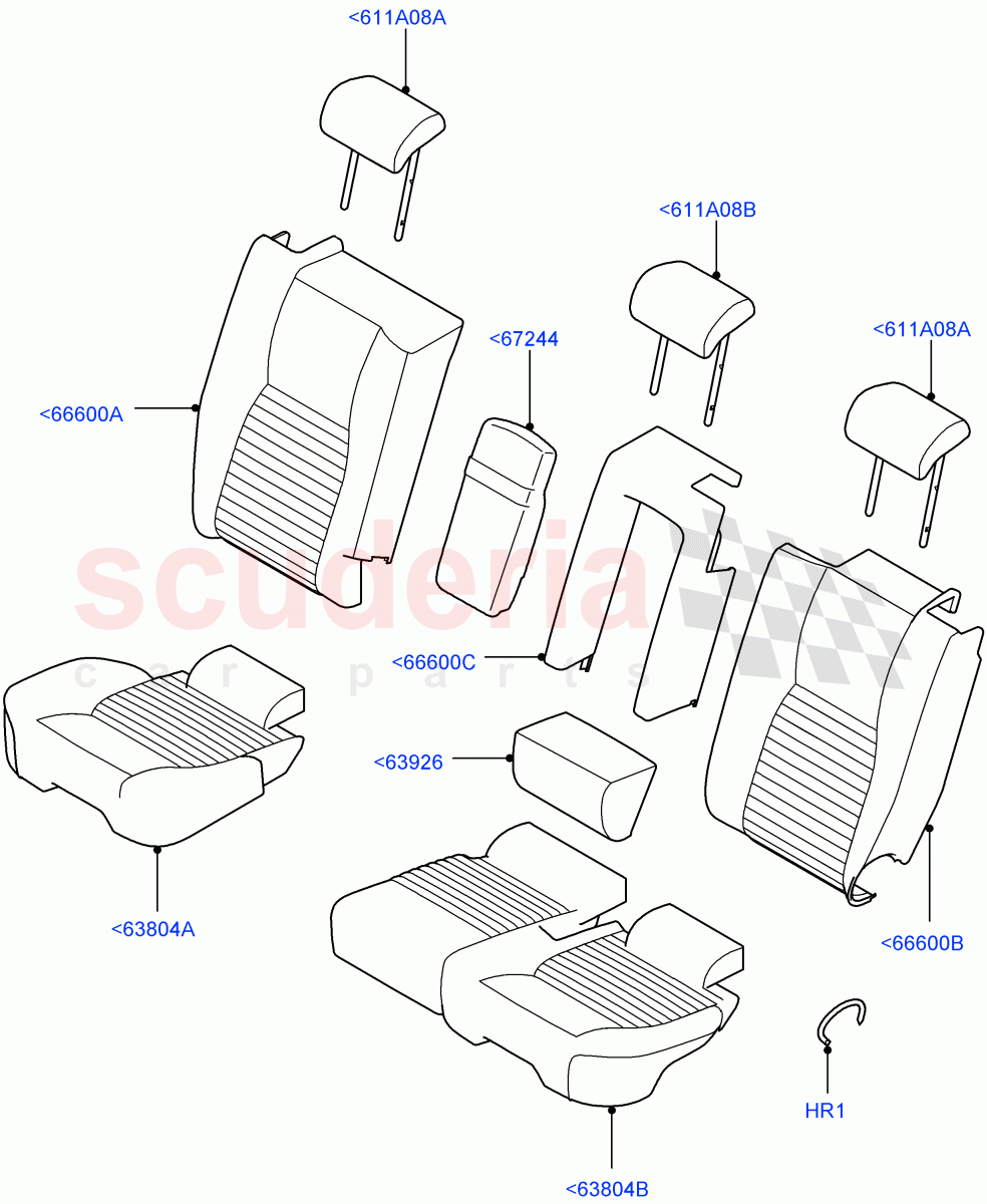 Rear Seat Covers (Grained Cloth, Halewood (UK), With 60/40 Manual Fold Thru Rr Seat) ((V) TOKH999999) of Land Rover Land Rover Discovery Sport (2015+) [2.0 Turbo Diesel]