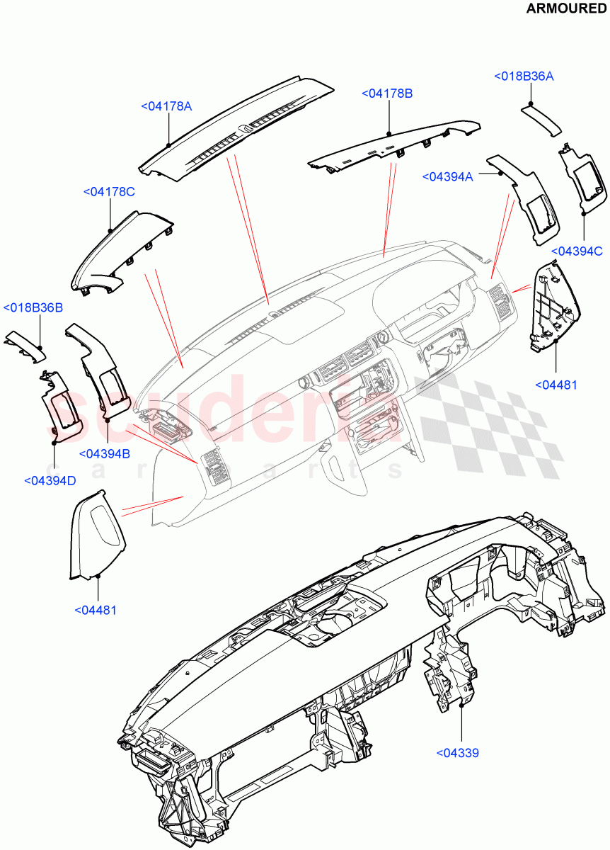 Instrument Panel (Armoured) ((V) FROMEA000001) of Land Rover Land Rover Range Rover (2012-2021) [3.0 I6 Turbo Petrol AJ20P6]
