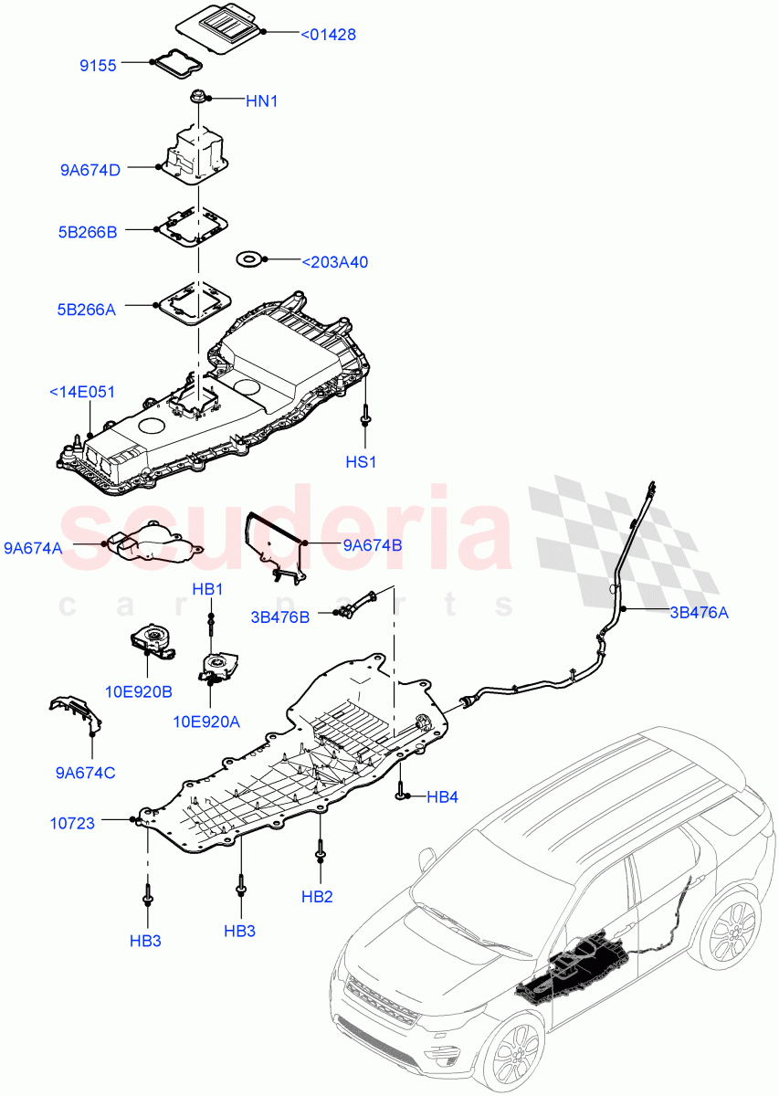 Hybrid Electrical Modules (MHEV Battery Housing, Cooling Ducts and Fans) (Halewood (UK), Electric Engine Battery-MHEV) ((V) FROMLH000001) of Land Rover Land Rover Discovery Sport (2015+) [2.0 Turbo Diesel]