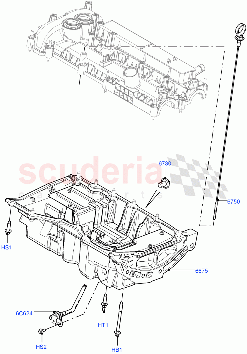 Oil Pan/Oil Level Indicator (2.0L 16V TIVCT T/C Gen2 Petrol, Halewood (UK), 2.0L 16V TIVCT T/C 240PS Petrol) of Land Rover Land Rover Range Rover Evoque (2012-2018) [2.0 Turbo Petrol GTDI]