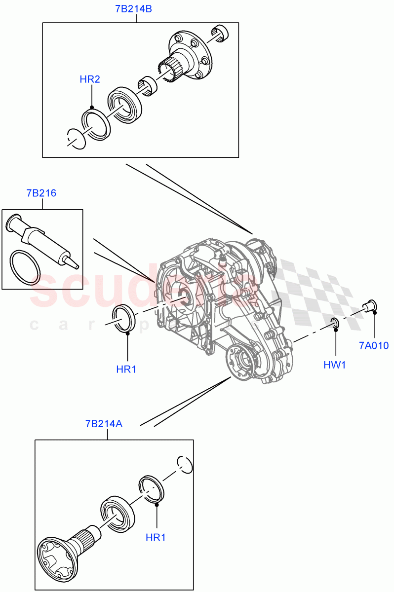 Transfer Drive Components (8 Speed Auto Trans ZF 8HP70 4WD, With 1 Speed Transfer Case) ((V) FROMEA000001) of Land Rover Land Rover Discovery 4 (2010-2016) [4.0 Petrol V6]