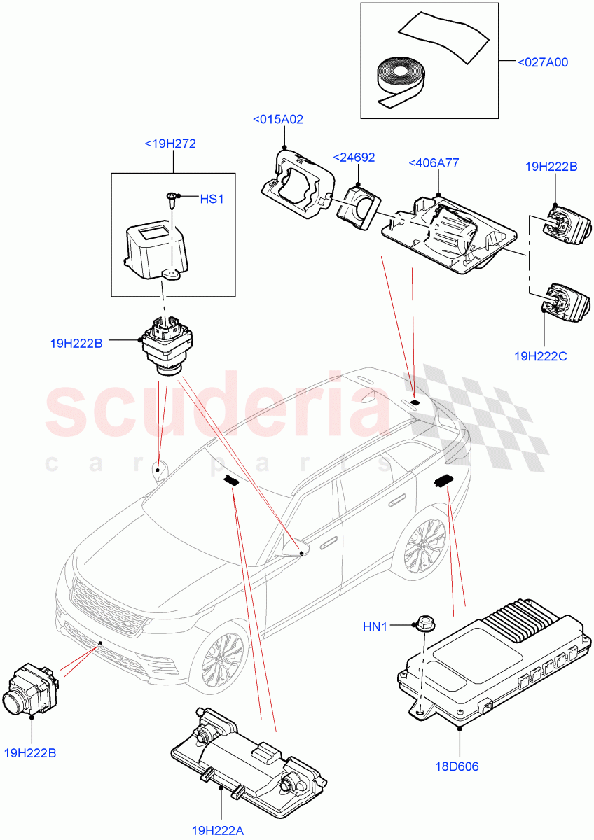 Camera Equipment ((V) TOLA999999) of Land Rover Land Rover Range Rover Velar (2017+) [2.0 Turbo Petrol AJ200P]