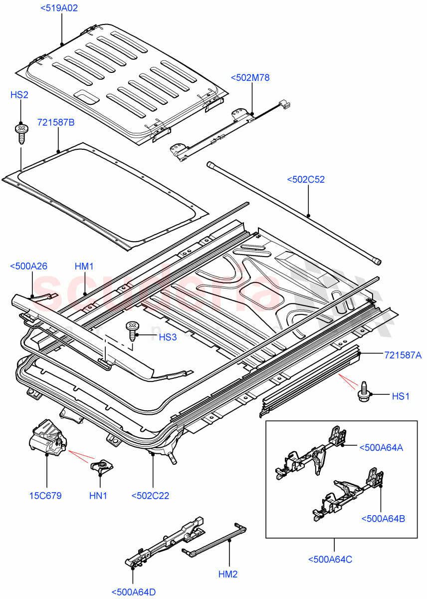 Sliding Roof Mechanism And Controls (Page A) (Less Armoured) ((V) FROMAA000001) of Land Rover Land Rover Range Rover (2010-2012) [5.0 OHC SGDI NA V8 Petrol]