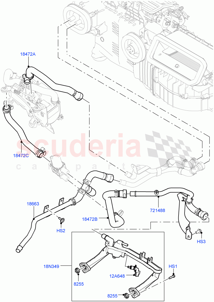 Heater Hoses (Front) (3.0L DOHC GDI SC V6 PETROL, With Fresh Air Heater, With Fuel Fired Heater) ((V) FROMEA000001, (V) TOHA999999) of Land Rover Land Rover Range Rover (2012-2021) [2.0 Turbo Petrol AJ200P]
