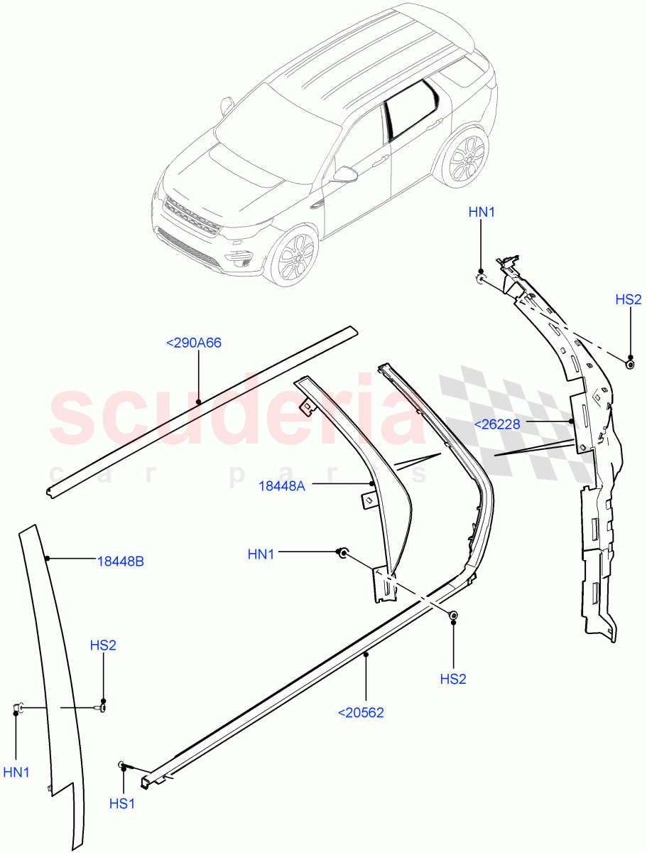 Rear Doors, Hinges & Weatherstrips (Finishers) (Changsu (China)) ((V) FROMFG000001) of Land Rover Land Rover Discovery Sport (2015+) [1.5 I3 Turbo Petrol AJ20P3]