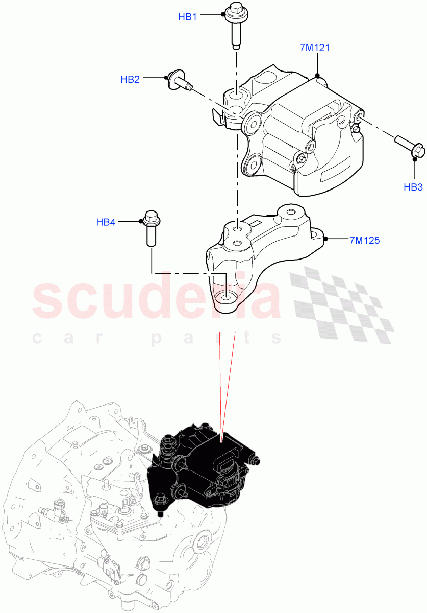Transmission Mounting (2.0L AJ21D4 Diesel Mid, 6 Speed Manual Trans BG6, Halewood (UK)) ((V) FROMMH000001) of Land Rover Land Rover Range Rover Evoque (2019+) [2.0 Turbo Petrol AJ200P]