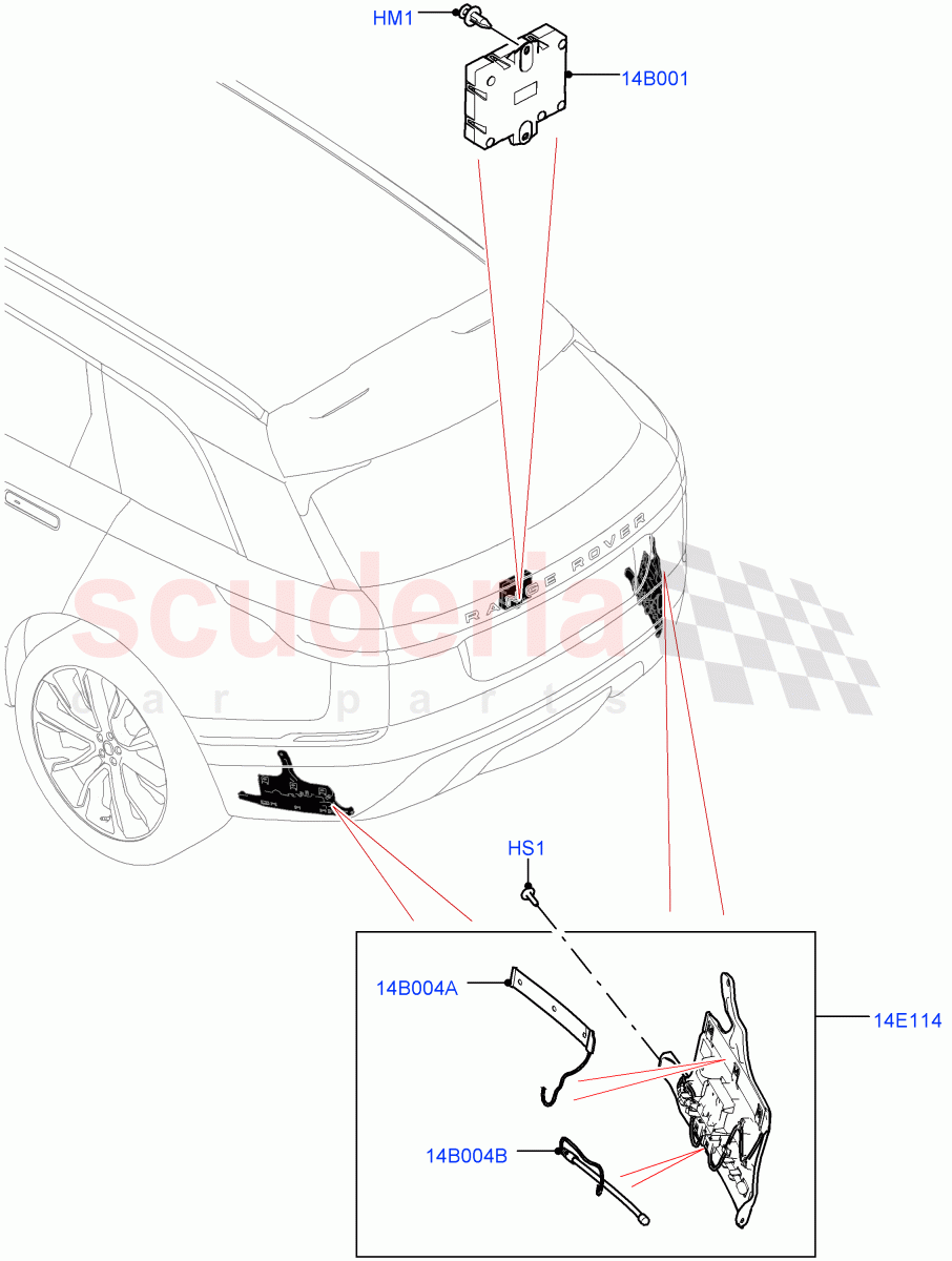 Vehicle Modules And Sensors (Gesture Tailgate System) (Tailgate - Hands Free, Tailgate-Powered Upper) of Land Rover Land Rover Range Rover Velar (2017+) [2.0 Turbo Petrol AJ200P]