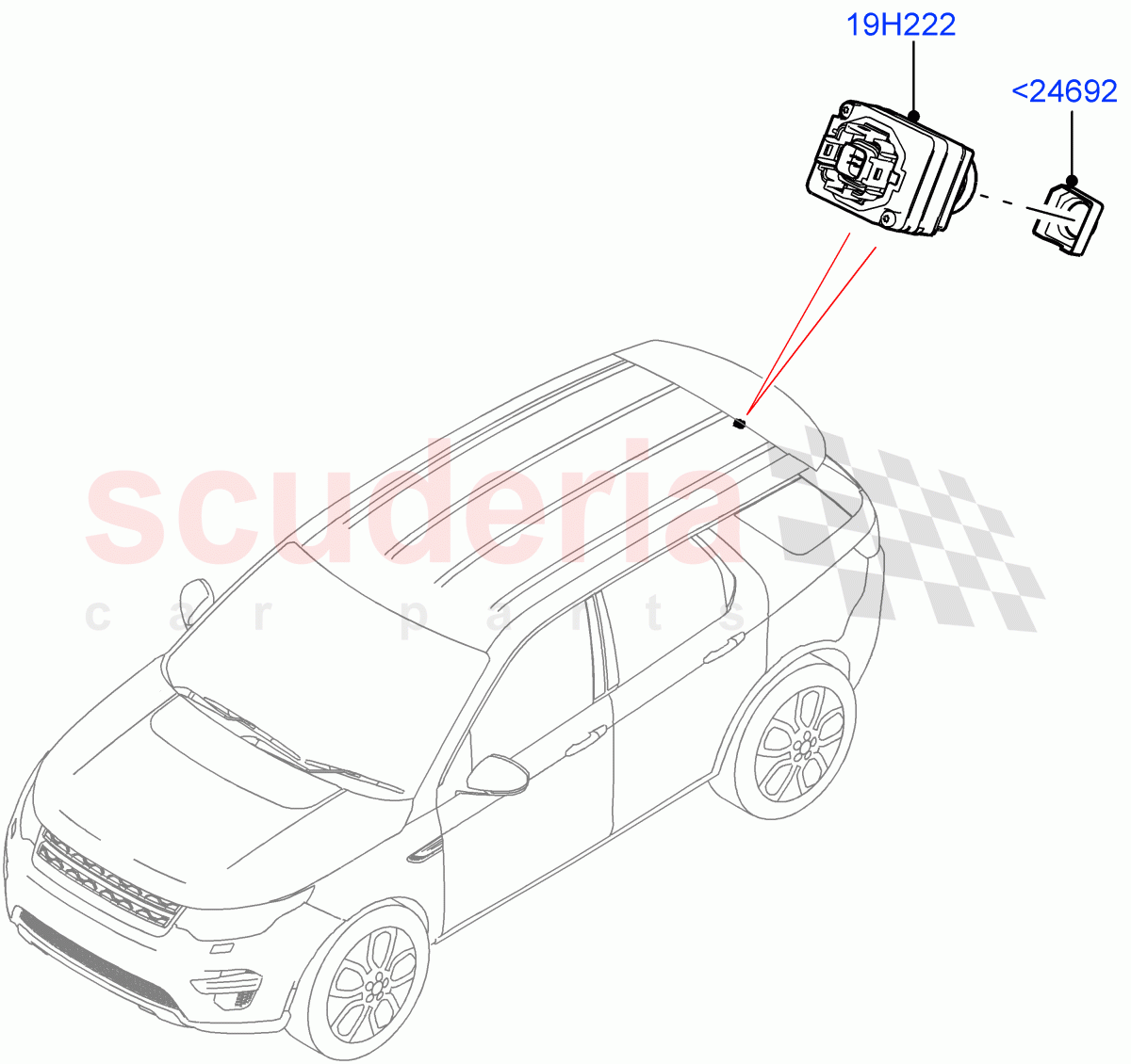 Camera Equipment (Halewood (UK), Rear View Camera-Fixed) ((V) FROMMH000001) of Land Rover Land Rover Discovery Sport (2015+) [2.2 Single Turbo Diesel]