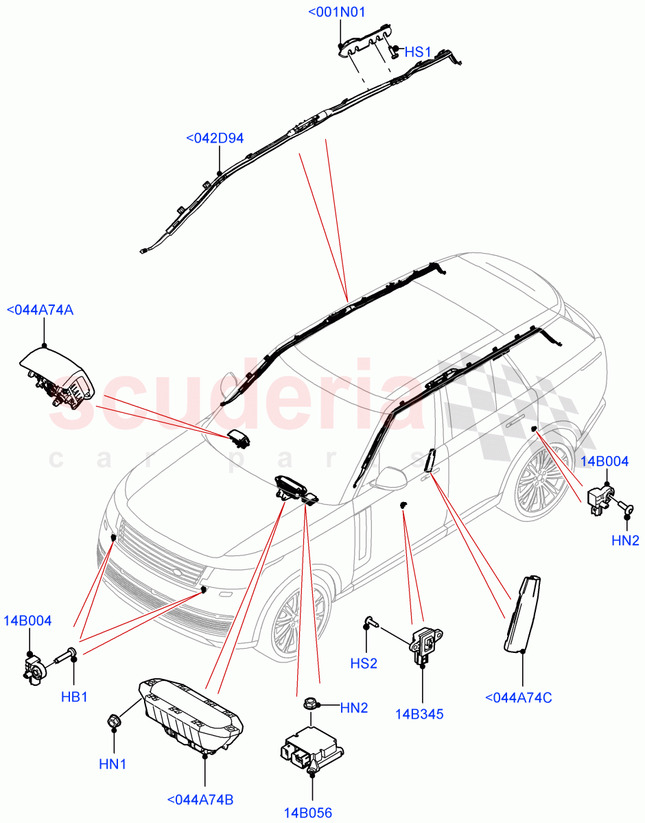 Airbag System (Airbag Modules) of Land Rover Land Rover Range Rover (2022+) [3.0 I6 Turbo Diesel AJ20D6]