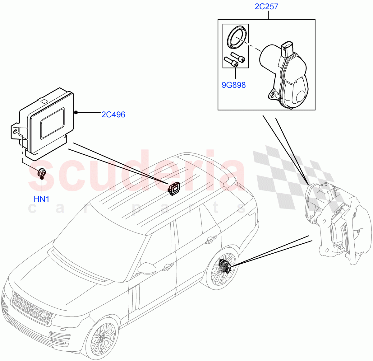 Parking Brake (Electric Parking Brake Actuator And Cables) of Land Rover Land Rover Range Rover (2012-2021) [4.4 DOHC Diesel V8 DITC]