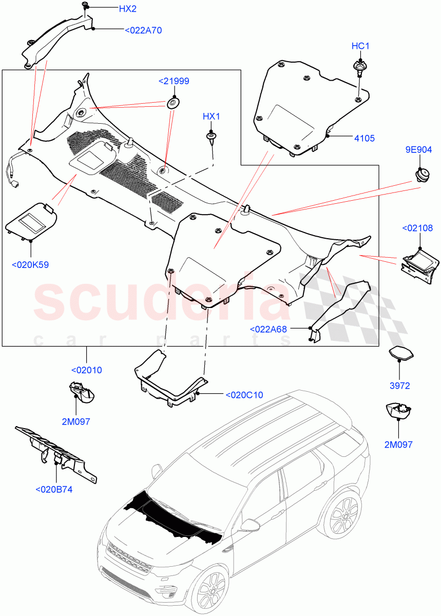 Cowl/Panel And Related Parts (Halewood (UK)) ((V) TOKH999999) of Land Rover Land Rover Discovery Sport (2015+) [1.5 I3 Turbo Petrol AJ20P3]
