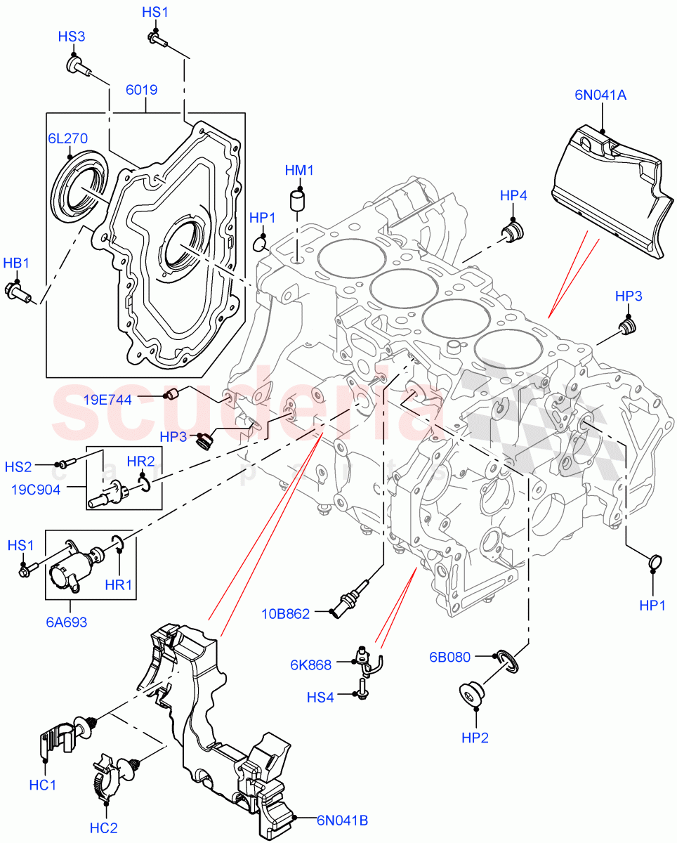 Cylinder Block And Plugs (2.0L I4 DSL HIGH DOHC AJ200, Halewood (UK), 2.0L I4 DSL MID DOHC AJ200) of Land Rover Land Rover Discovery Sport (2015+) [2.0 Turbo Diesel]