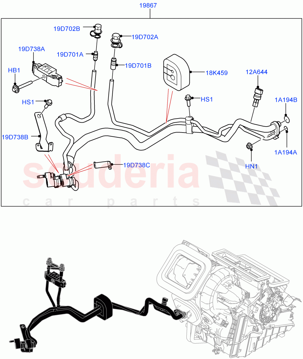 Air Conditioning System (Halewood (UK), Air Con Refrigerant-HF01234YF, Electric Engine Battery-MHEV, A/C HF01234YF w/Intrnl Heat Exchng, Less Electric Engine Battery) ((V) FROMMH000001) of Land Rover Land Rover Range Rover Evoque (2019+) [2.0 Turbo Petrol AJ200P]