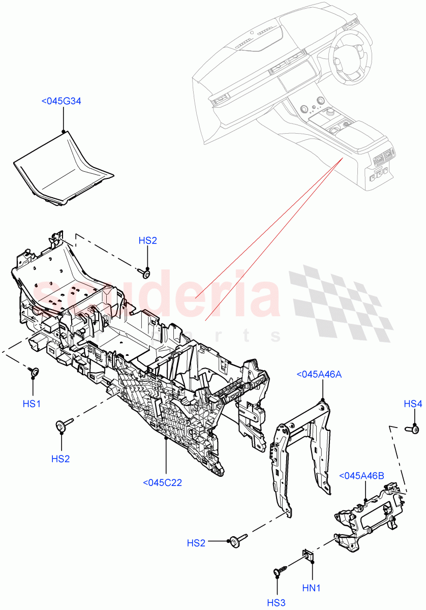 Console - Floor (Internal Components) of Land Rover Land Rover Range Rover Velar (2017+) [2.0 Turbo Diesel AJ21D4]