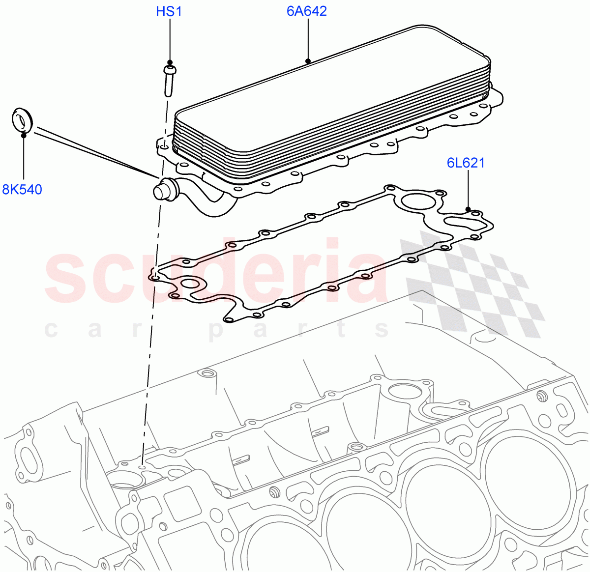 Oil Cooler And Filter (Oil Cooler) (5.0L OHC SGDI SC V8 Petrol - AJ133, 5.0 Petrol AJ133 DOHC CDA, 5.0L P AJ133 DOHC CDA S/C Enhanced) ((V) FROMAA000001) of Land Rover Land Rover Range Rover (2010-2012) [5.0 OHC SGDI SC V8 Petrol]
