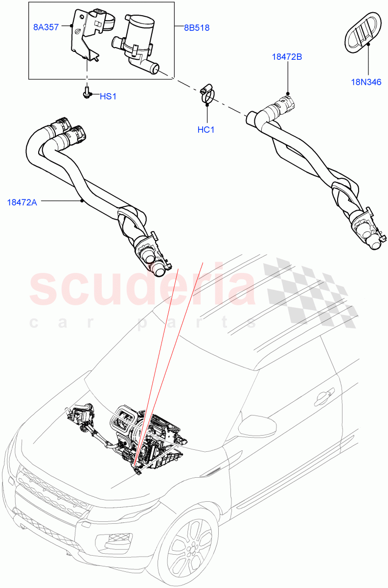 Heater Hoses (2.0L I4 DSL MID DOHC AJ200, Halewood (UK), 2.0L I4 DSL HIGH DOHC AJ200) ((V) FROMGH000001) of Land Rover Land Rover Discovery Sport (2015+) [2.2 Single Turbo Diesel]