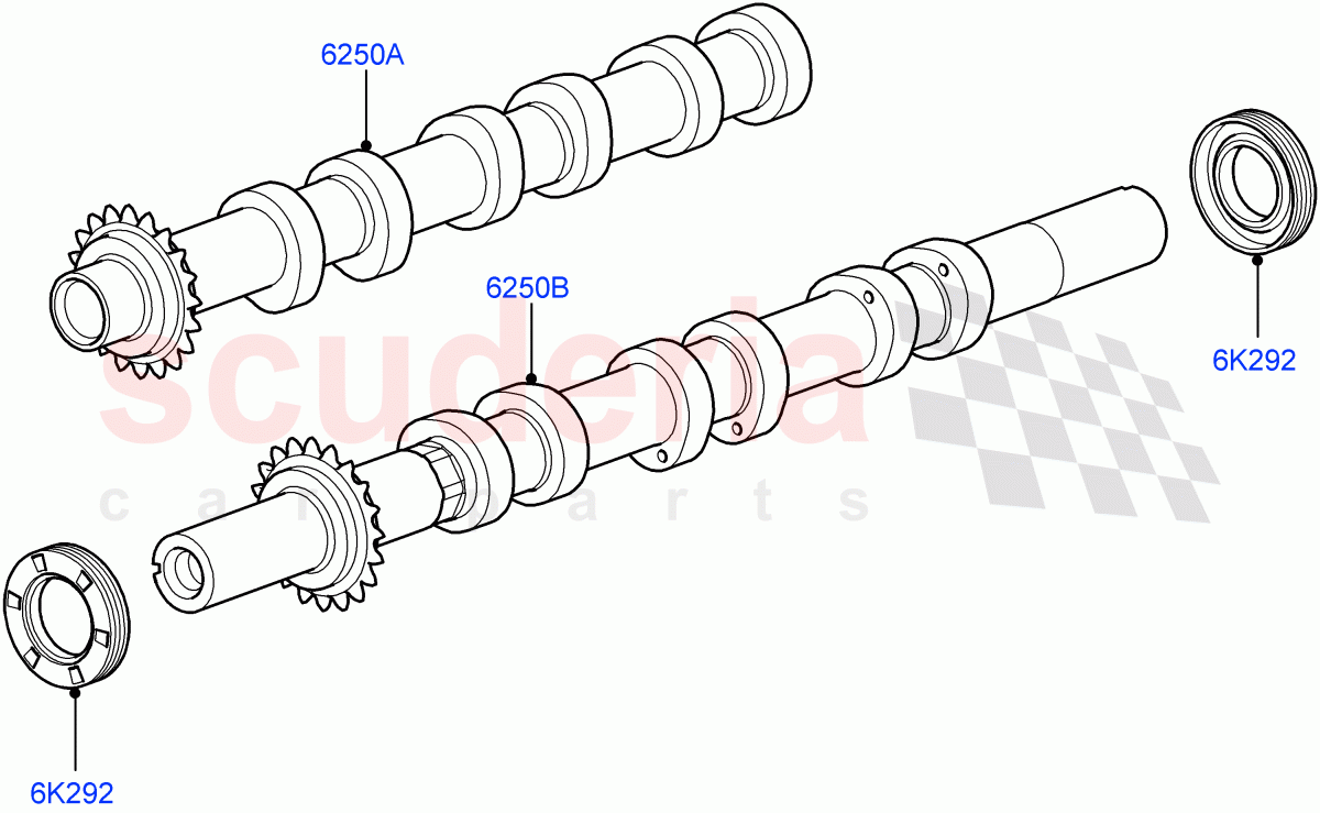 Camshaft (Solihull Plant Build) (3.0 V6 Diesel) ((V) FROMAA000001) of Land Rover Land Rover Discovery 4 (2010-2016) [3.0 Diesel 24V DOHC TC]