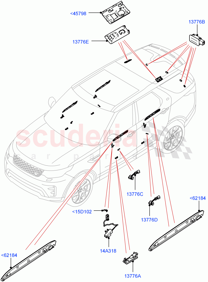 Interior Lamps (Solihull Plant Build, Door - Front/Rear) ((V) FROMHA000001) of Land Rover Land Rover Discovery 5 (2017+) [2.0 Turbo Petrol AJ200P]