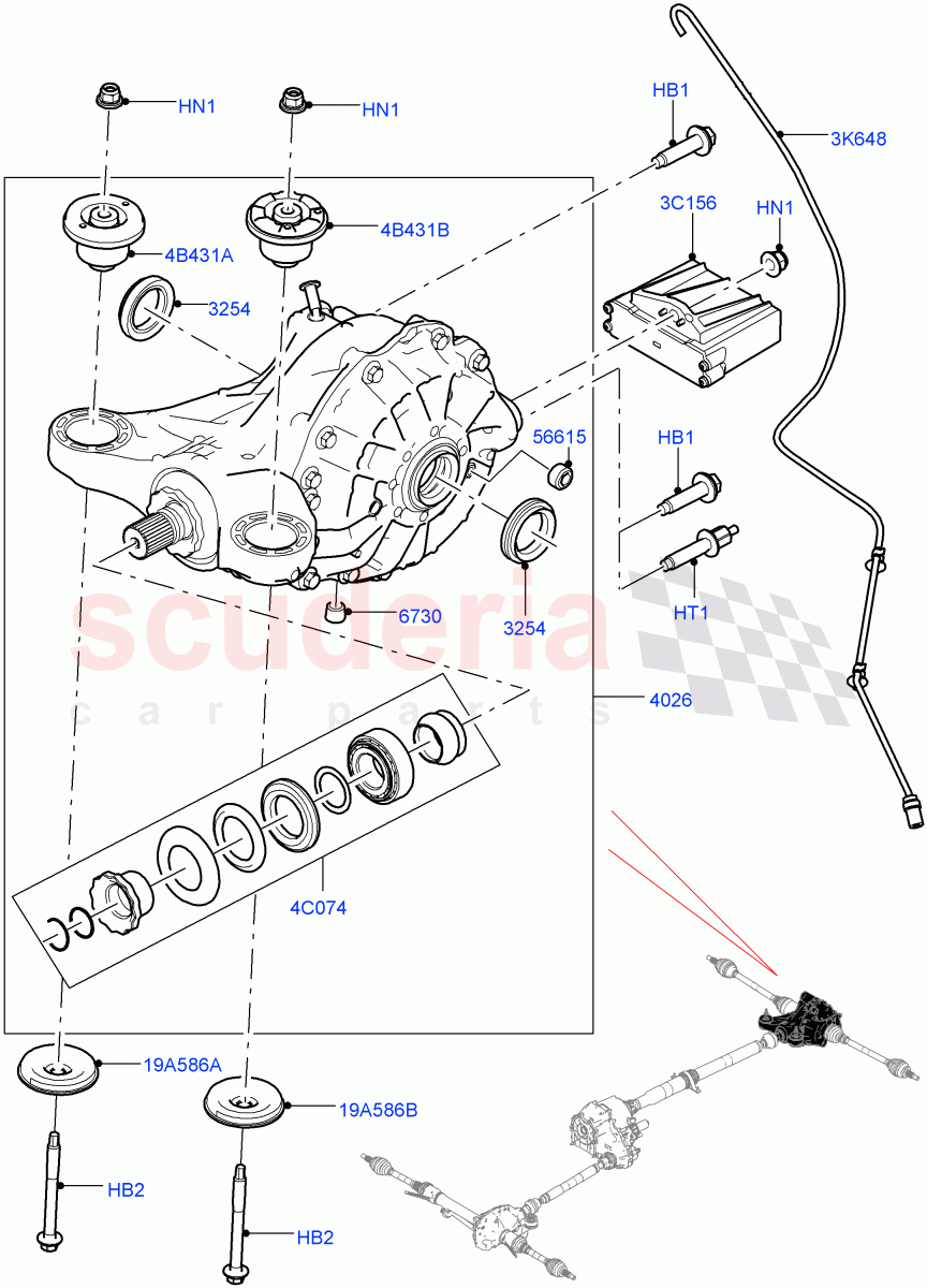 Rear Axle (4.4L DOHC DITC V8 Diesel, Rear Axle Open Style Differential, 3.0 V6 D Gen2 Mono Turbo, 3.0L DOHC GDI SC V6 PETROL, 5.0L OHC SGDI NA V8 Petrol - AJ133, 3.0L 24V V6 Turbo Diesel Std Flow, 3.0L 24V DOHC V6 TC Diesel, 5.0L OHC SGDI SC V8 Petrol - AJ133) ((V) TOGA999999) of Land Rover Land Rover Range Rover (2012-2021) [3.0 DOHC GDI SC V6 Petrol]