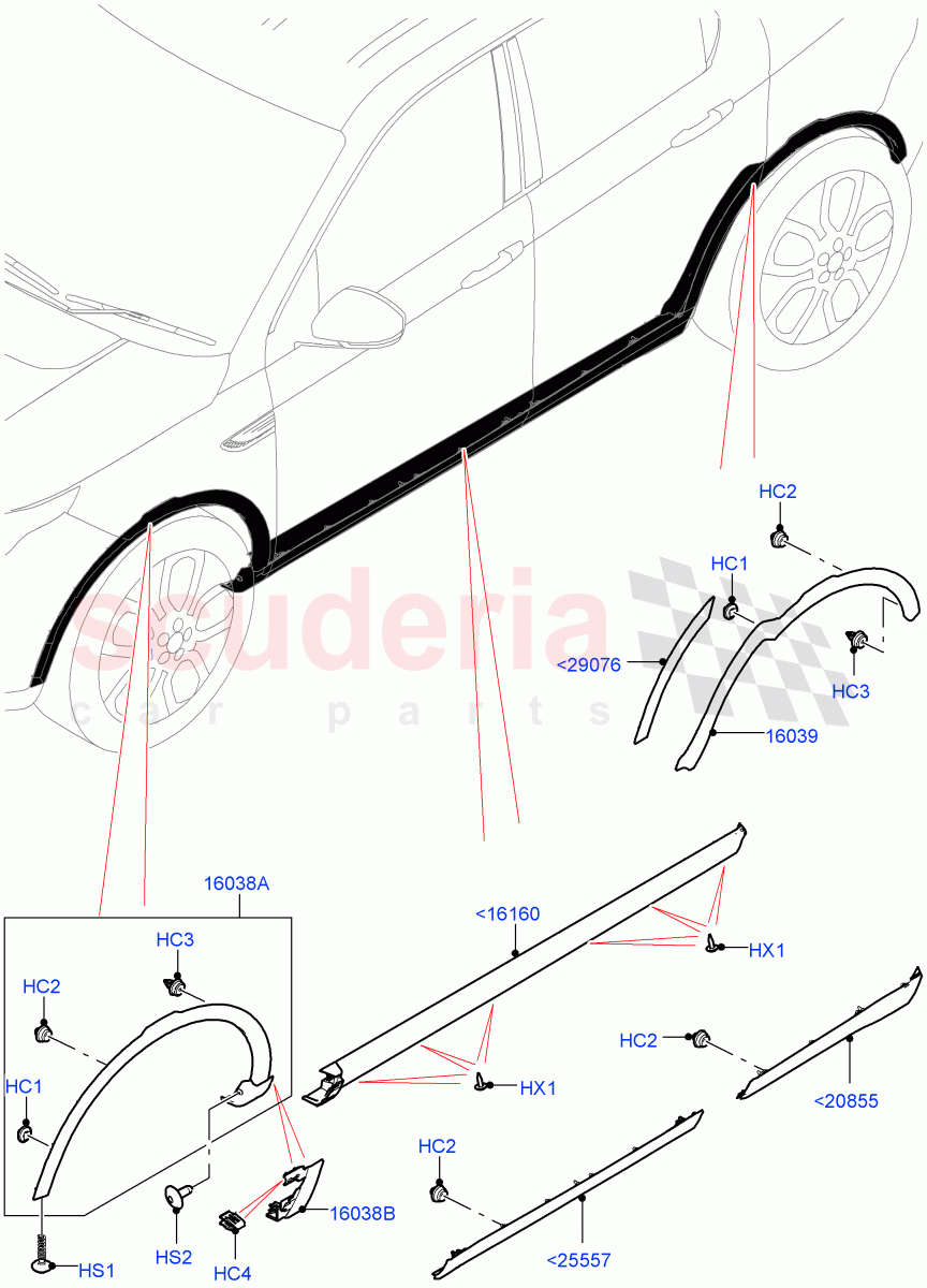 Body Mouldings (Halewood (UK)) of Land Rover Land Rover Discovery Sport (2015+) [2.0 Turbo Petrol AJ200P]