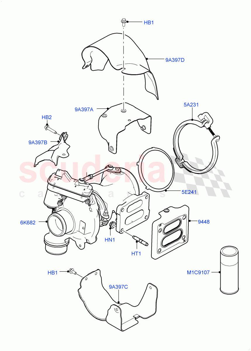 Turbocharger (Solihull Plant Build) (2.0L AJ200P Hi PHEV, 2.0L I4 High DOHC AJ200 Petrol, 2.0L I4 Mid DOHC AJ200 Petrol) ((V) FROMHA000001) of Land Rover Land Rover Range Rover Velar (2017+) [2.0 Turbo Petrol AJ200P]