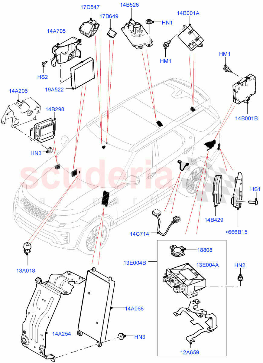 Vehicle Modules And Sensors (Nitra Plant Build) ((V) FROMK2000001) of Land Rover Land Rover Discovery 5 (2017+) [2.0 Turbo Diesel]