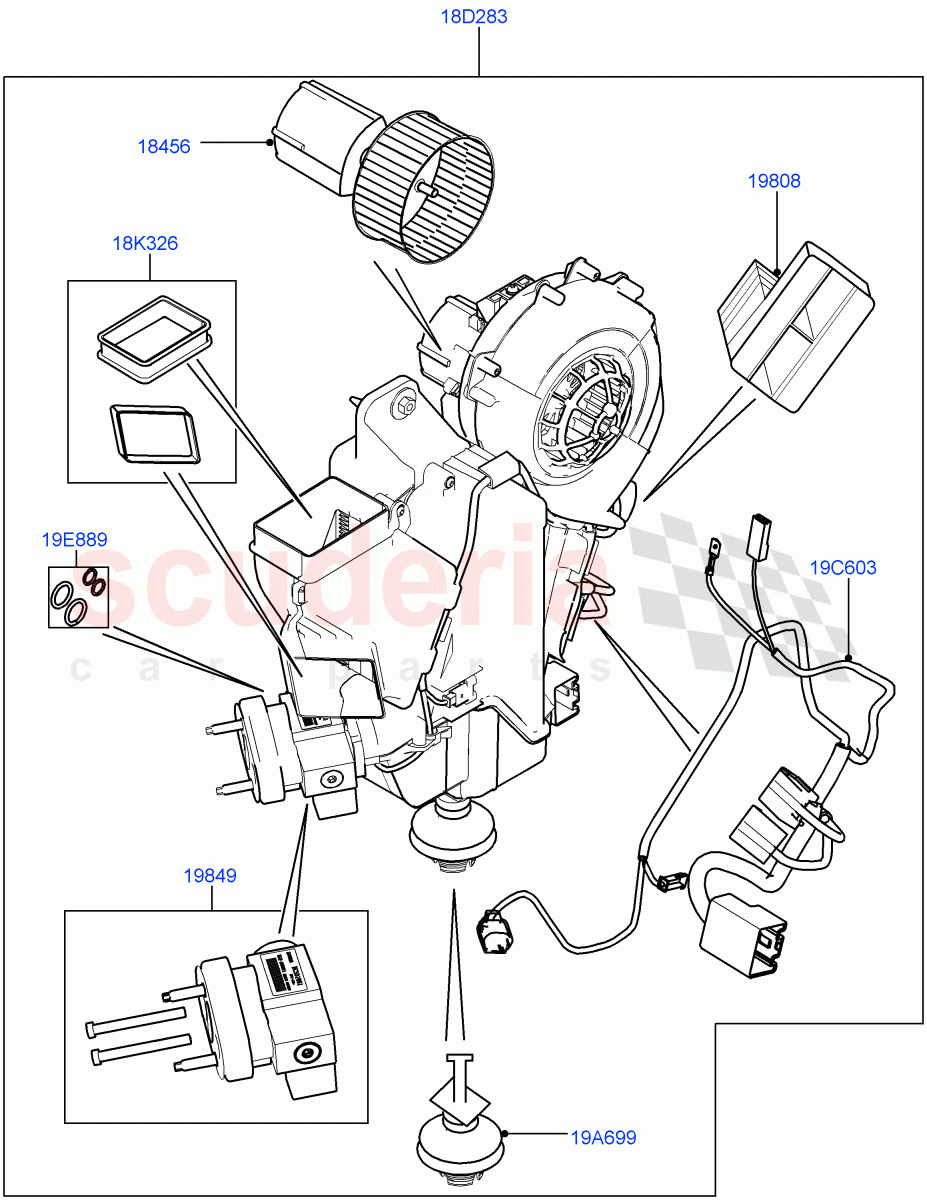 Heater/Air Cond.Internal Components (Auxiliary Unit) (Itatiaia (Brazil), Climate Control - Chiller Unit) ((V) FROMGT000001) of Land Rover Land Rover Discovery Sport (2015+) [2.0 Turbo Diesel]