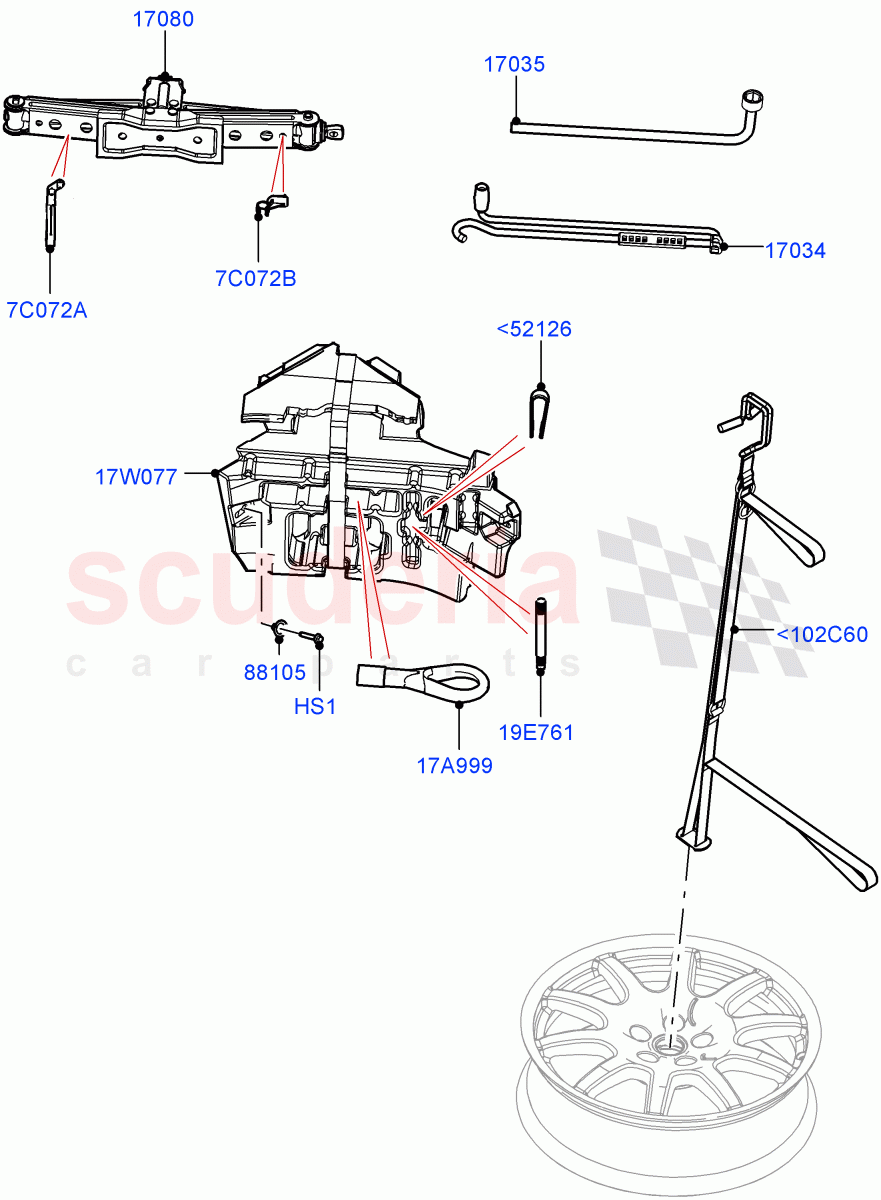 Tools (22" Full Size Spare Wheel, 23" Full Size Spare Wheel, 21" Full Size Spare Wheel, 20" Full Size Spare Wheel, With Mini Alloy Spare Wheel) of Land Rover Land Rover Range Rover (2022+) [3.0 I6 Turbo Petrol AJ20P6]