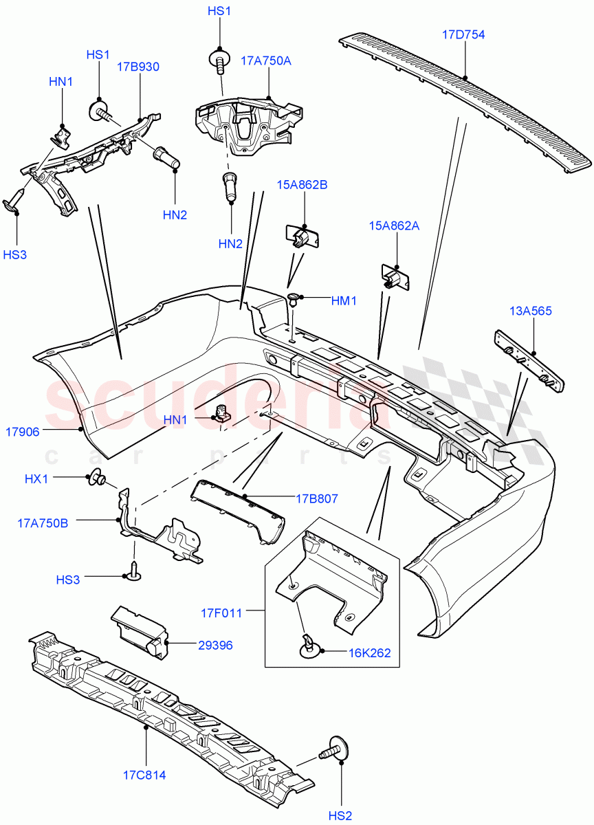Rear Bumper ((V) FROMAA000001) of Land Rover Land Rover Range Rover Sport (2010-2013) [5.0 OHC SGDI NA V8 Petrol]