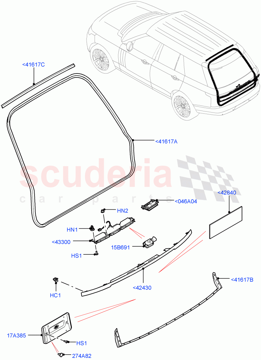 Luggage Compartment Door (Finisher And Seals) ((V) FROMJA000001) of Land Rover Land Rover Range Rover (2012-2021) [3.0 I6 Turbo Petrol AJ20P6]