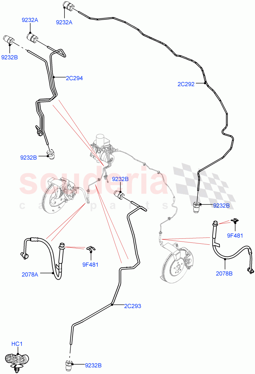 Front Brake Pipes (RHD) ((V) FROMMA000001) of Land Rover Land Rover Range Rover Velar (2017+) [2.0 Turbo Diesel]