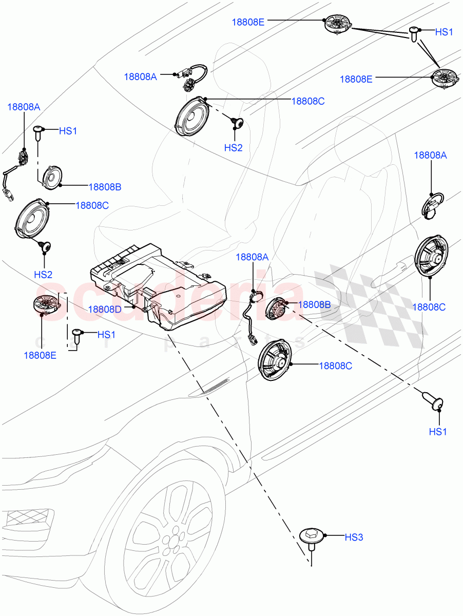Speakers (Itatiaia (Brazil), Premium Audio 1280 W) ((V) FROMGT000001) of Land Rover Land Rover Range Rover Evoque (2012-2018) [2.0 Turbo Petrol AJ200P]