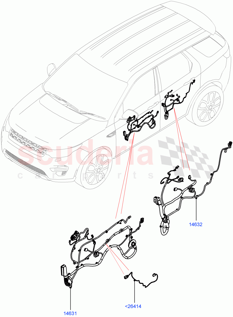 Wiring - Body Closures (Front And Rear Doors) (Halewood (UK)) ((V) FROMLH000001, (V) TOLH999999) of Land Rover Land Rover Discovery Sport (2015+) [2.0 Turbo Diesel]