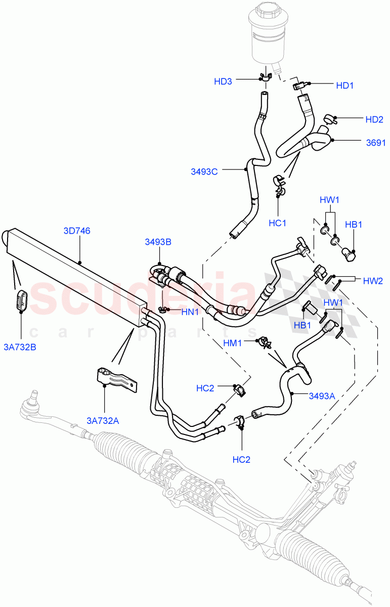 Supply & Return Hoses - Power Strg (3.6L V8 32V DOHC EFi Diesel Lion) ((V) FROMAA000001) of Land Rover Land Rover Range Rover (2010-2012) [3.6 V8 32V DOHC EFI Diesel]