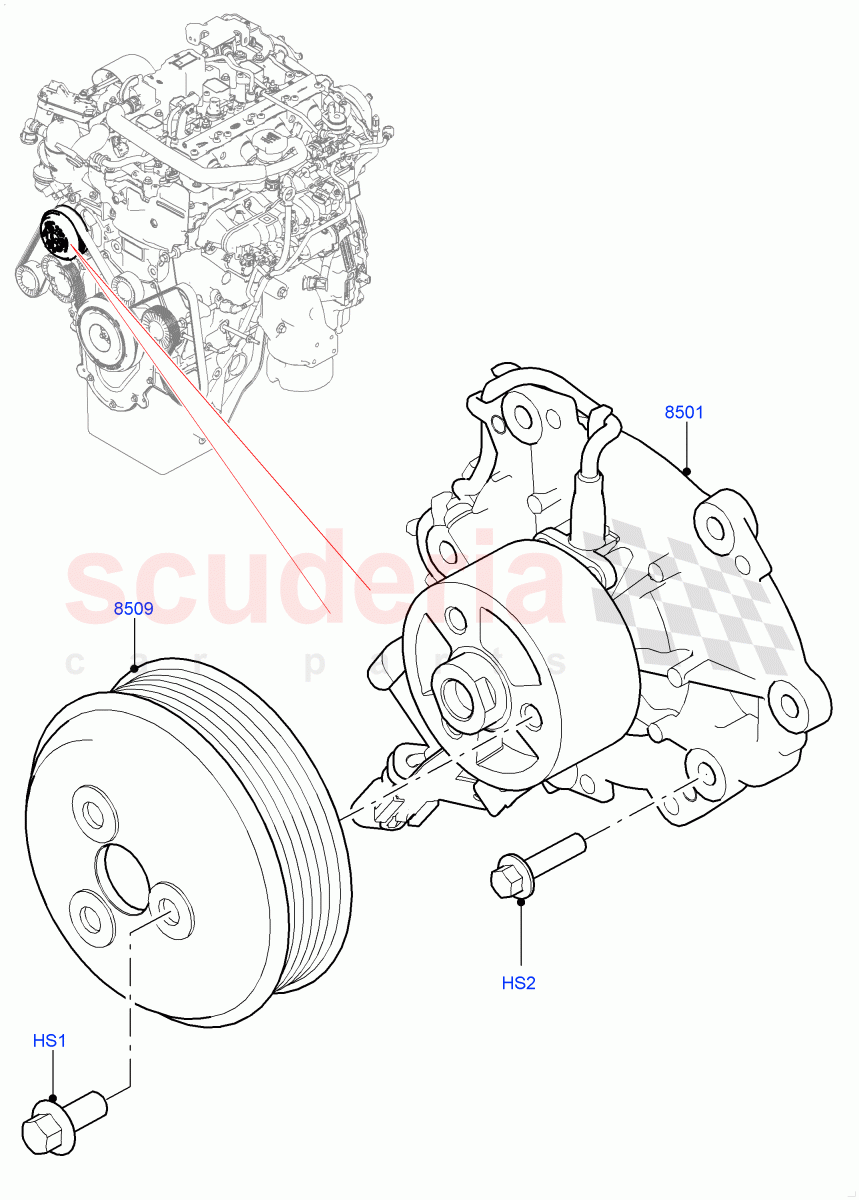 Water Pump (Solihull Plant Build) (2.0L AJ200P Hi PHEV, 2.0L I4 High DOHC AJ200 Petrol, 2.0L I4 Mid DOHC AJ200 Petrol) ((V) FROMHA000001) of Land Rover Land Rover Range Rover Velar (2017+) [2.0 Turbo Petrol AJ200P]