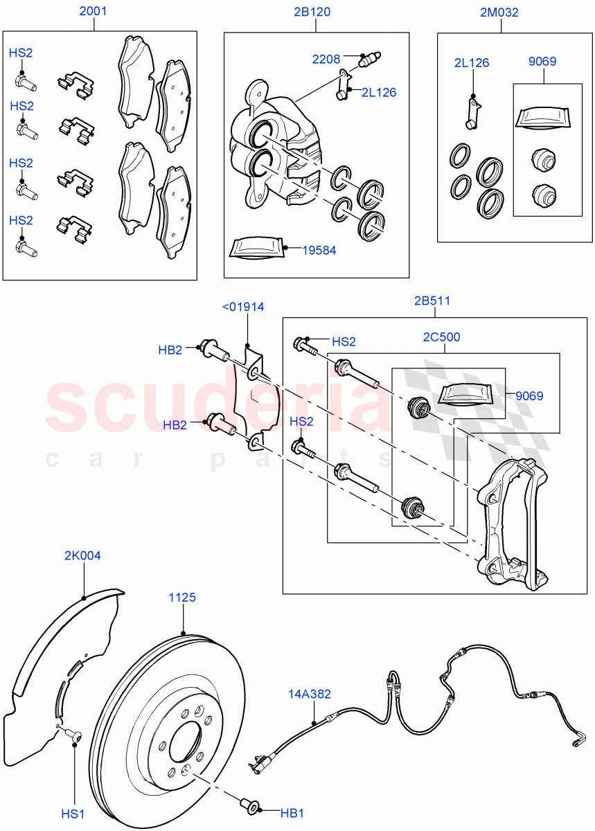 Front Brake Discs And Calipers (Front Disc And Caliper Size 19) ((V) FROMGA652129, (V) TOHA999999) of Land Rover Land Rover Range Rover Sport (2014+) [2.0 Turbo Petrol GTDI]